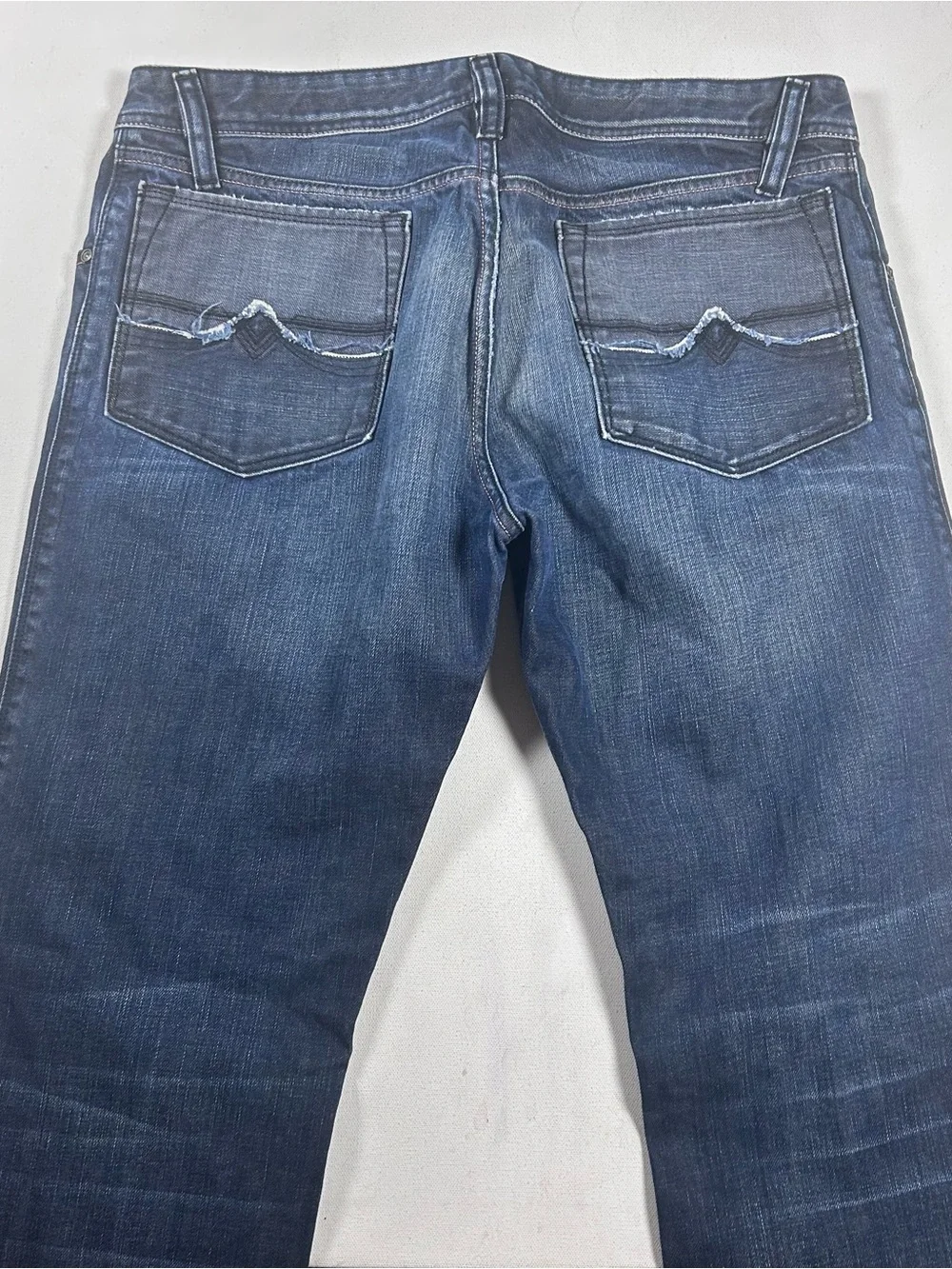 DIESEL ZAF 0081W BOOTCUT Dark Blue FLARE BUTTON JEANS Pants DENIM 34x30 Whiskers